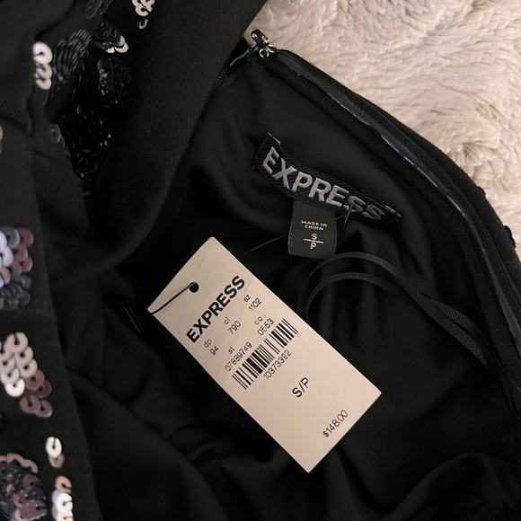 Express NWT Halter Cut out Sequin Mini Dress S Steampunk Whimsigoth Halloween - Picture 6 of 8